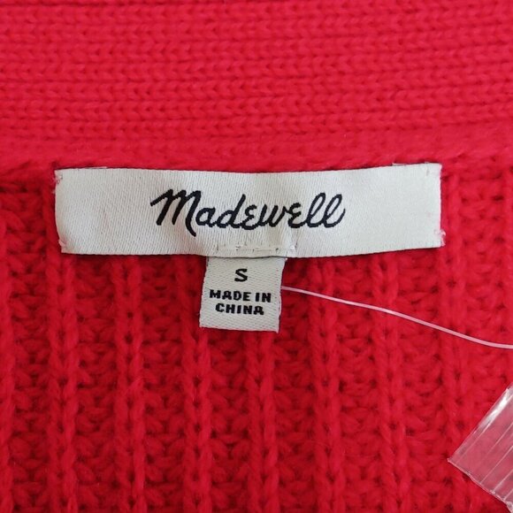NWT Madewell Red Calloway Pullover Sweater Wool Blend Wide Sleeves Boatneck Boxy - Picture 5 of 15